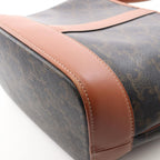 Celine Shoulder Bag Small Bucket Triomphe Black Brown Canvas Leather — view 6
