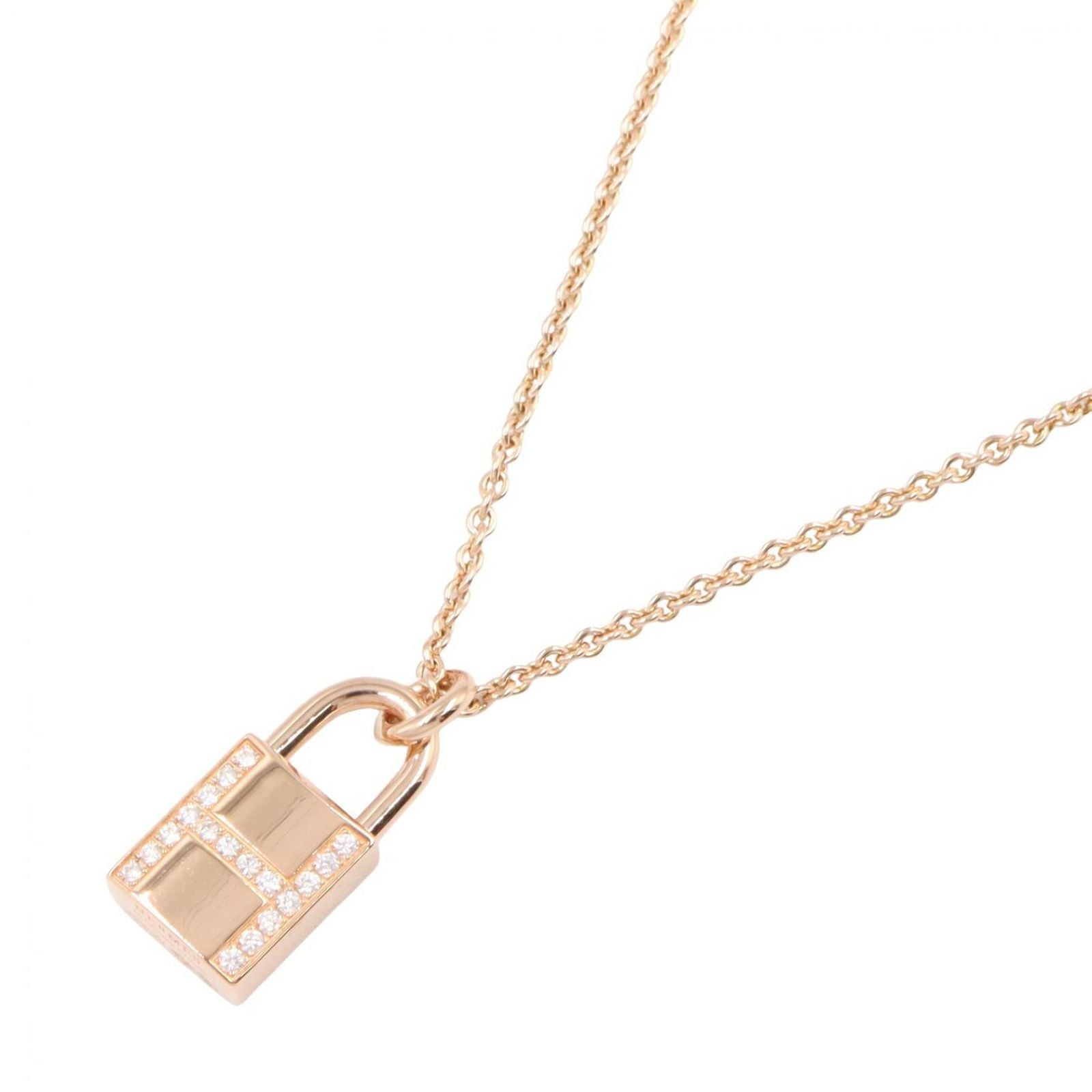 Hermes Necklace Amulet Cadena Diamond 00 37.5 39.5 cm 18k Pink Gold