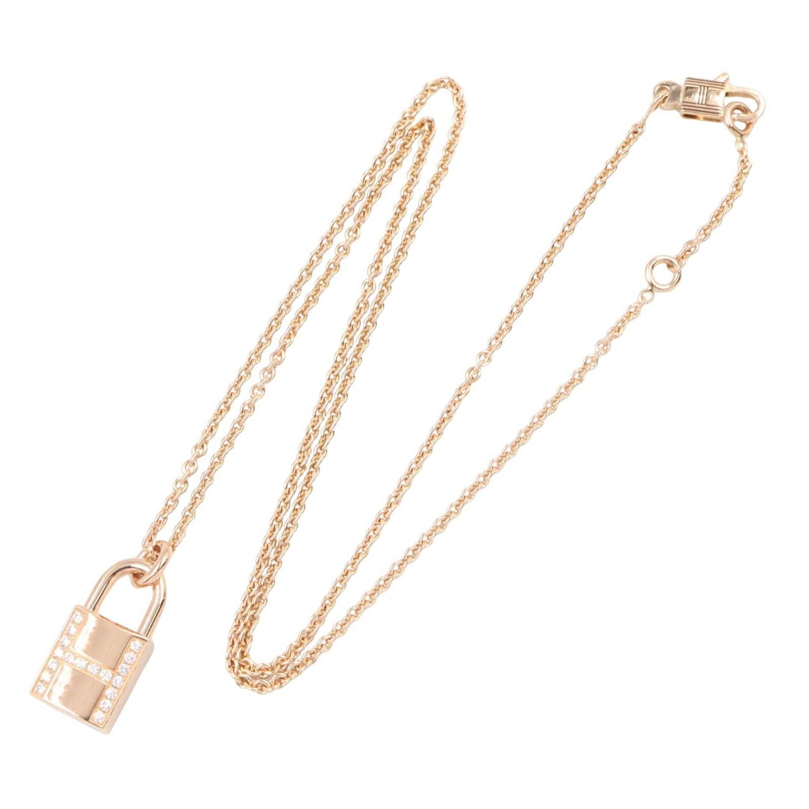 Hermes Necklace Amulet Cadena Diamond 00 37.5 39.5 cm 18k Pink Gold — view 2