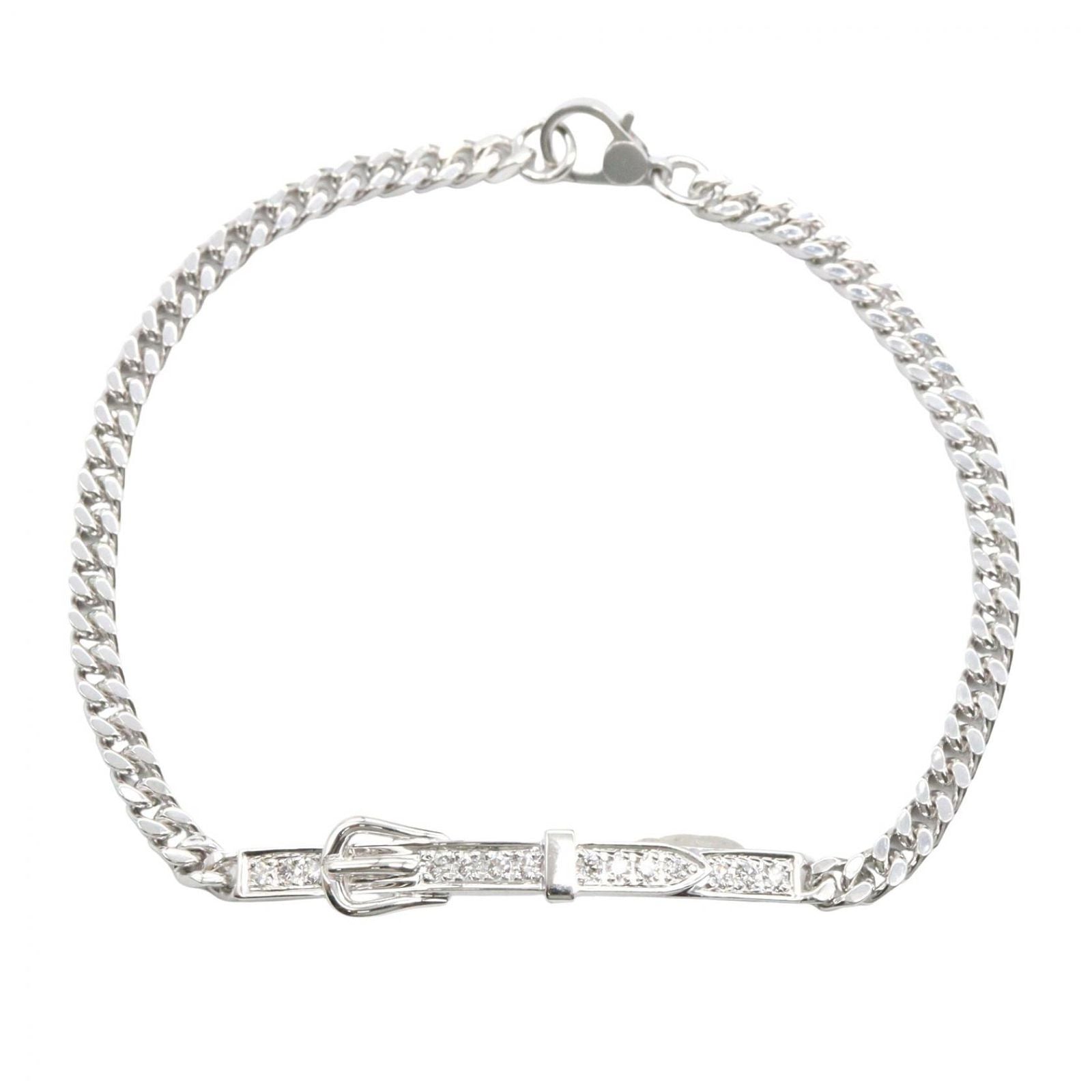 Hermes Bracelet Etriviere Gourmette 17 cm 18k White Gold Diamond