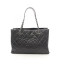 Chanel Tote Quilted Black Leather CC Logo Chain