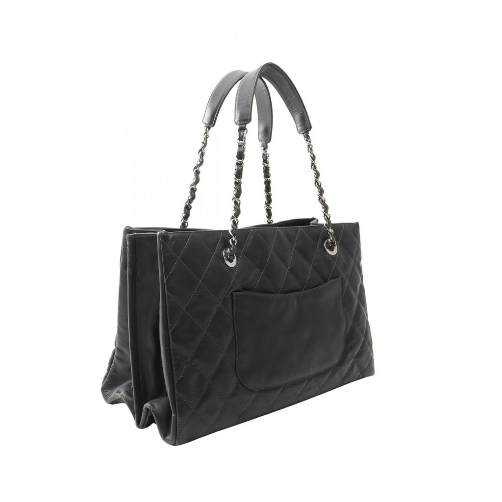 Chanel Tote Quilted Black Leather CC Logo Chain — view 2