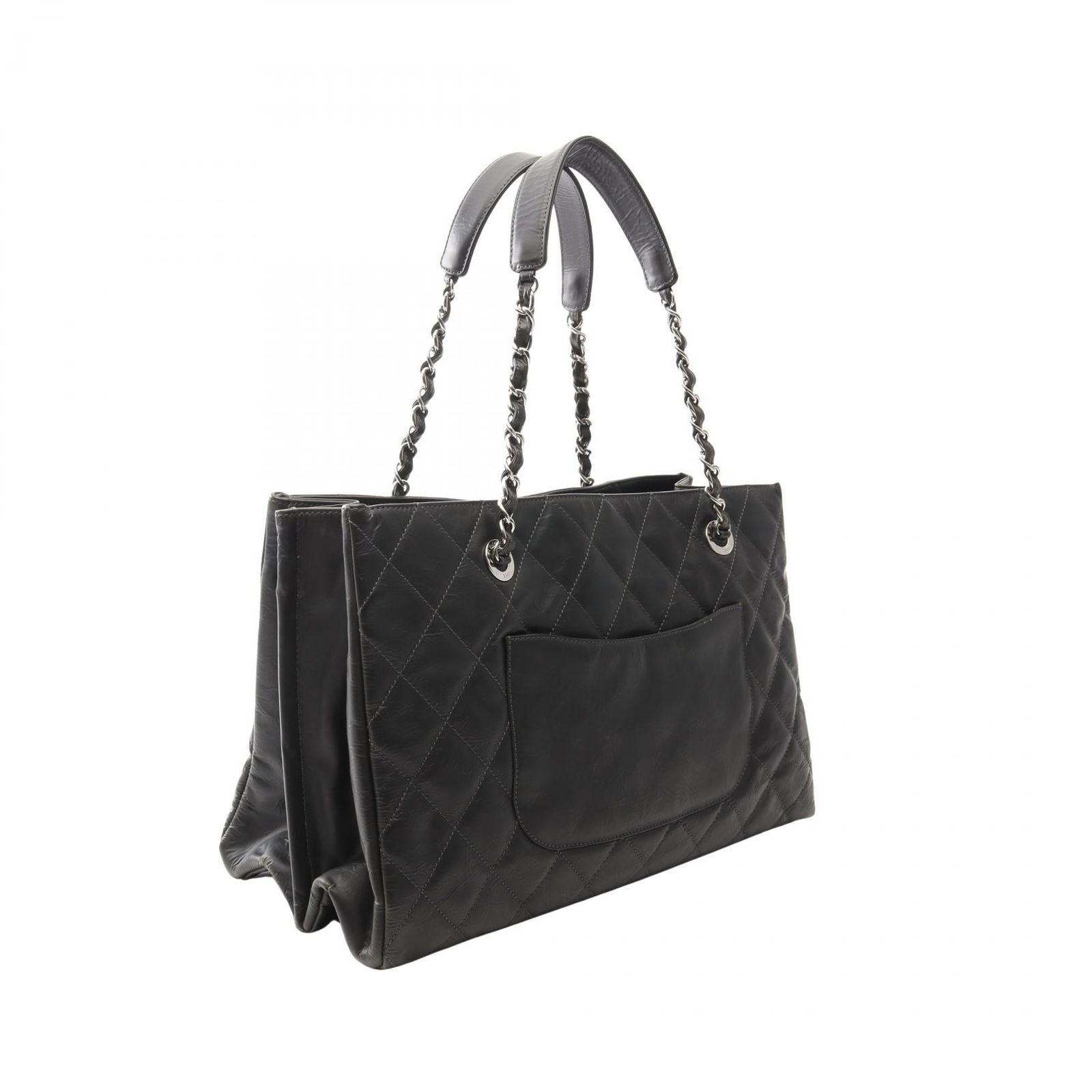 Chanel Tote Quilted Black Leather CC Logo Chain — view 2