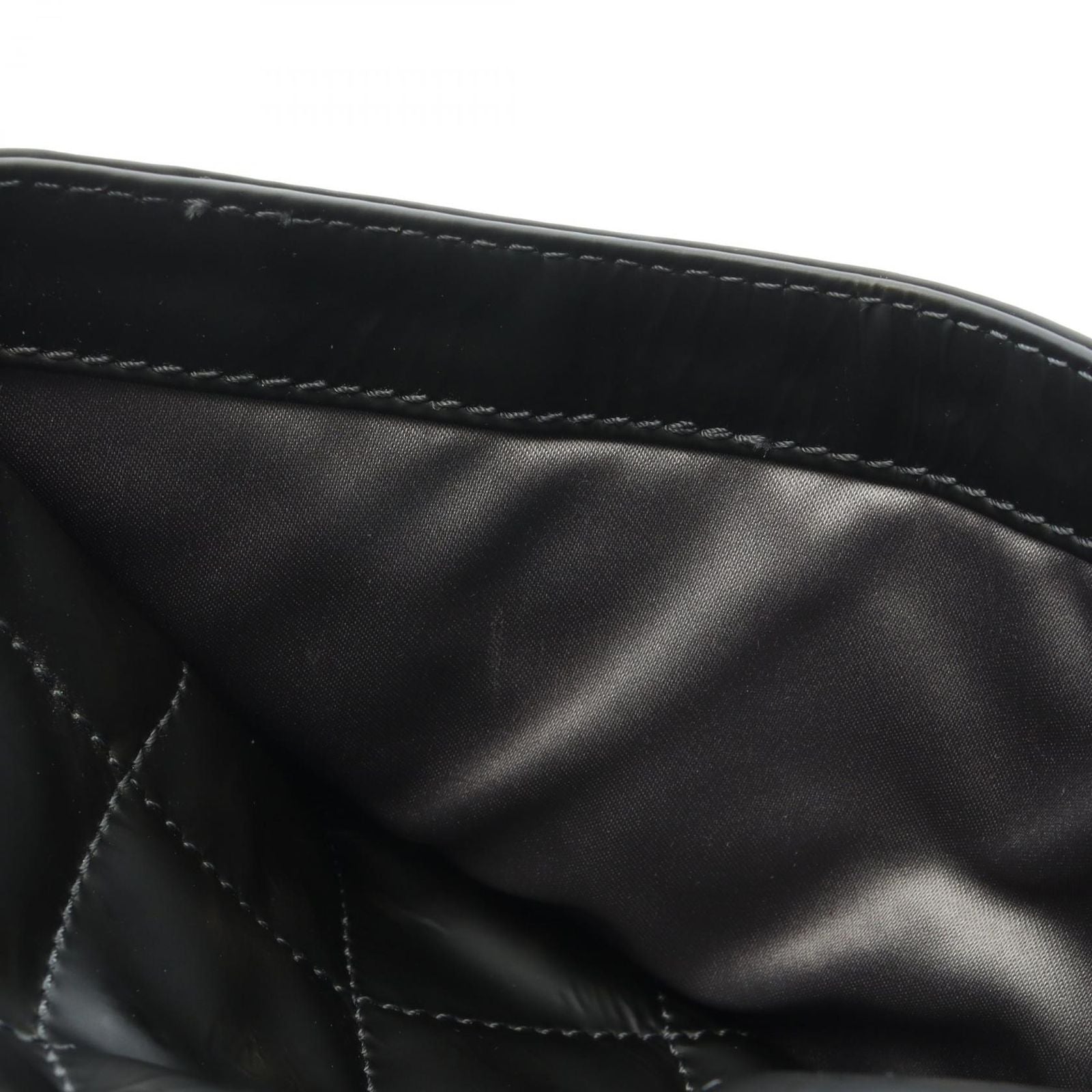 Chanel Tote Quilted Black Leather CC Logo Chain — view 6
