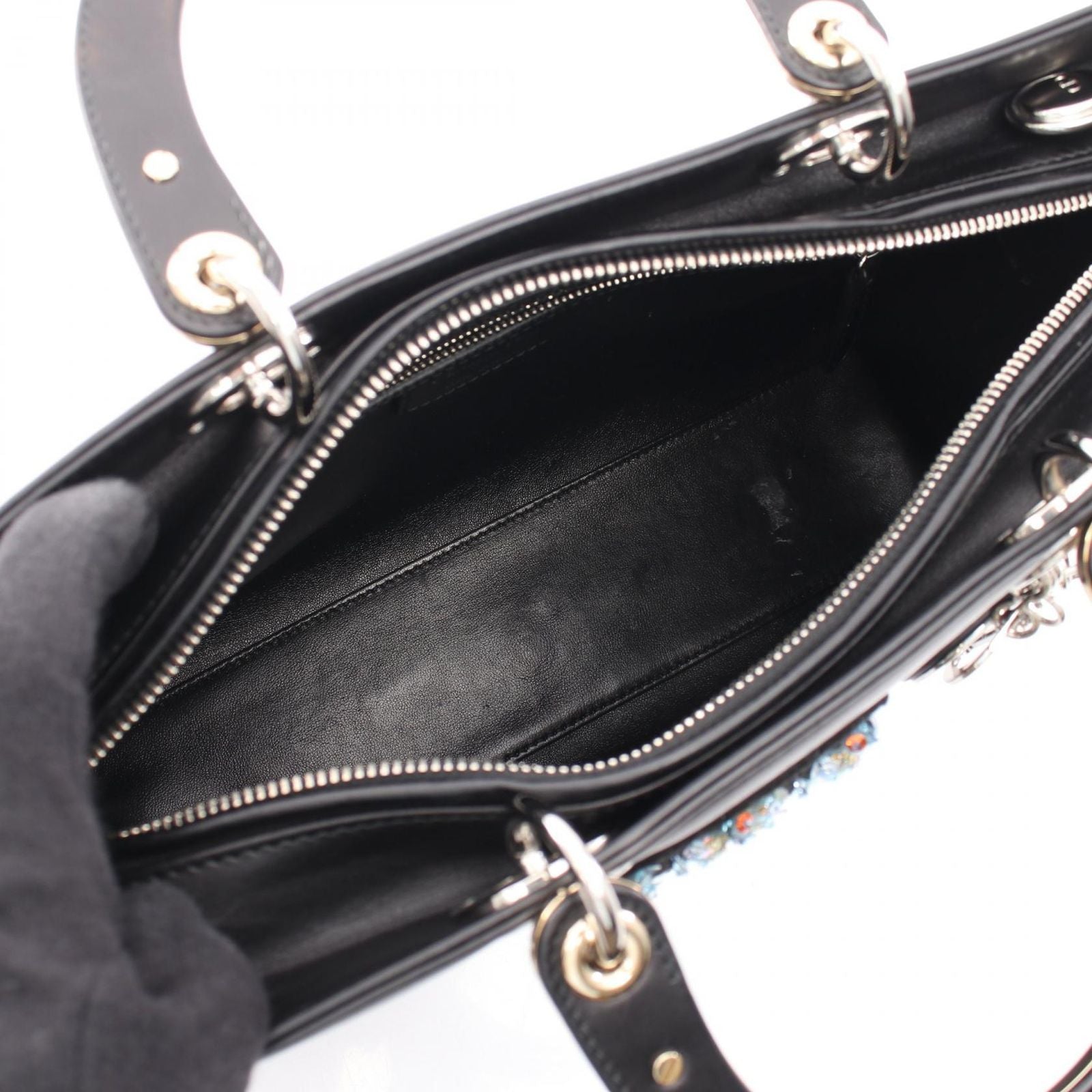 Dior Handbag Lady Dior Large Patch 2-Way Black Multi Leather Lady Dior Tote — view 3