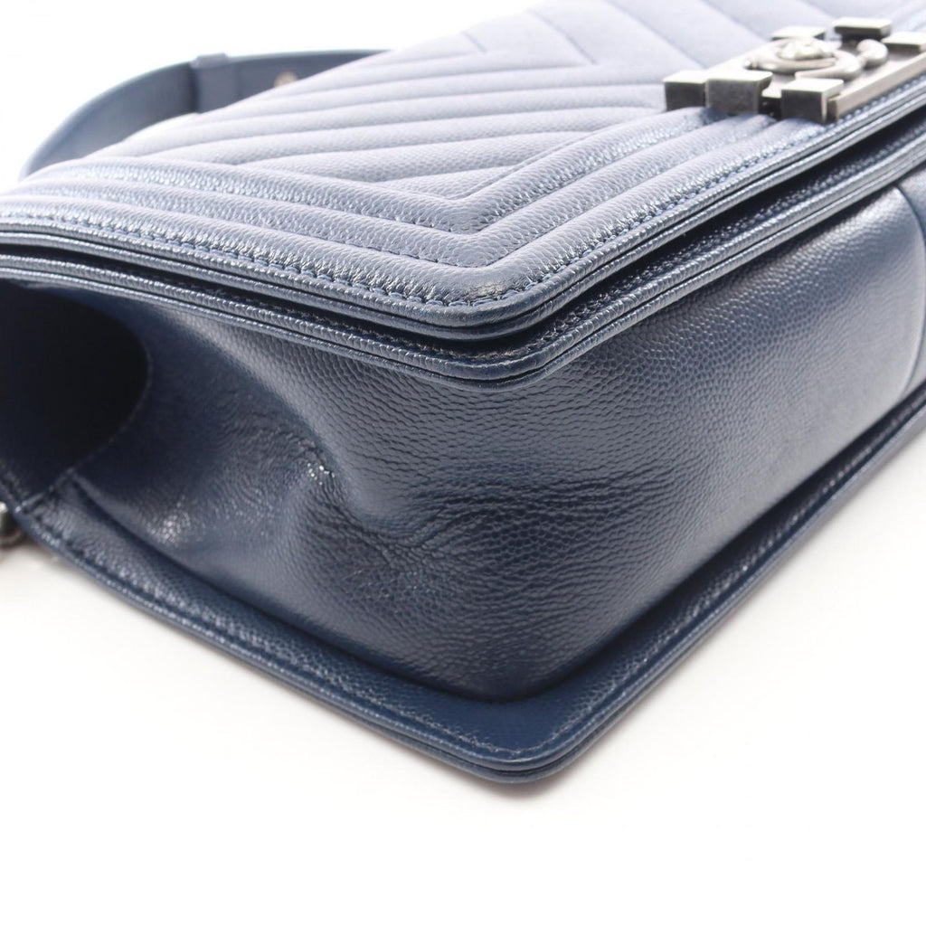 Chanel Shoulder Bag Boy Blanc Stitch Blue Calf Boy Chain — view 7