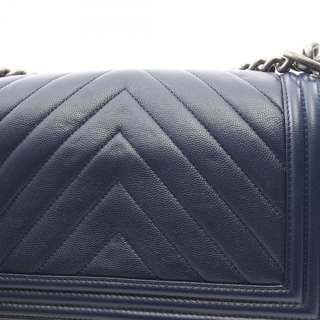 Chanel Shoulder Bag Boy Blanc Stitch Blue Calf Boy Chain — view 6