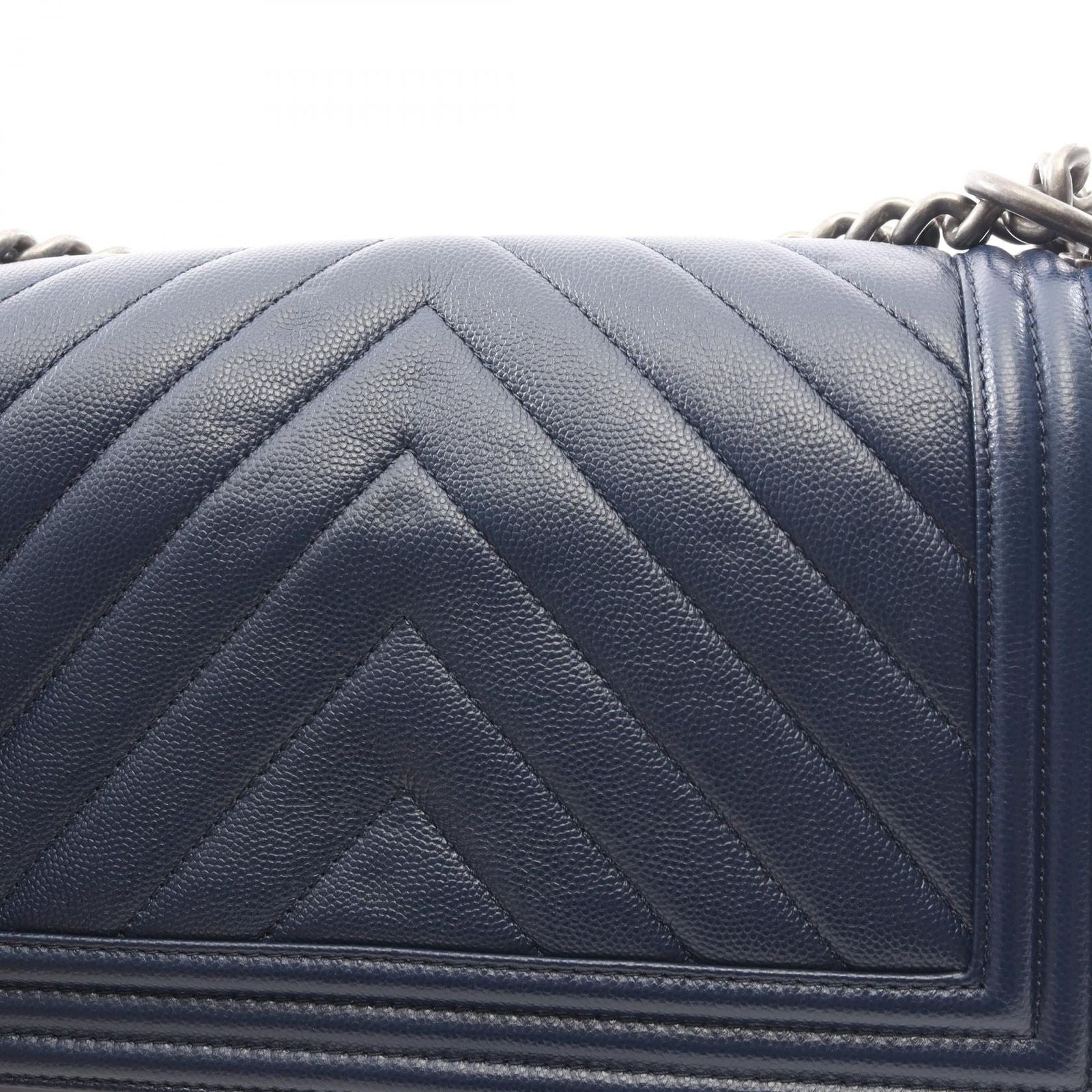 Chanel Shoulder Bag Boy Blanc Stitch Blue Calf Boy Chain — view 6