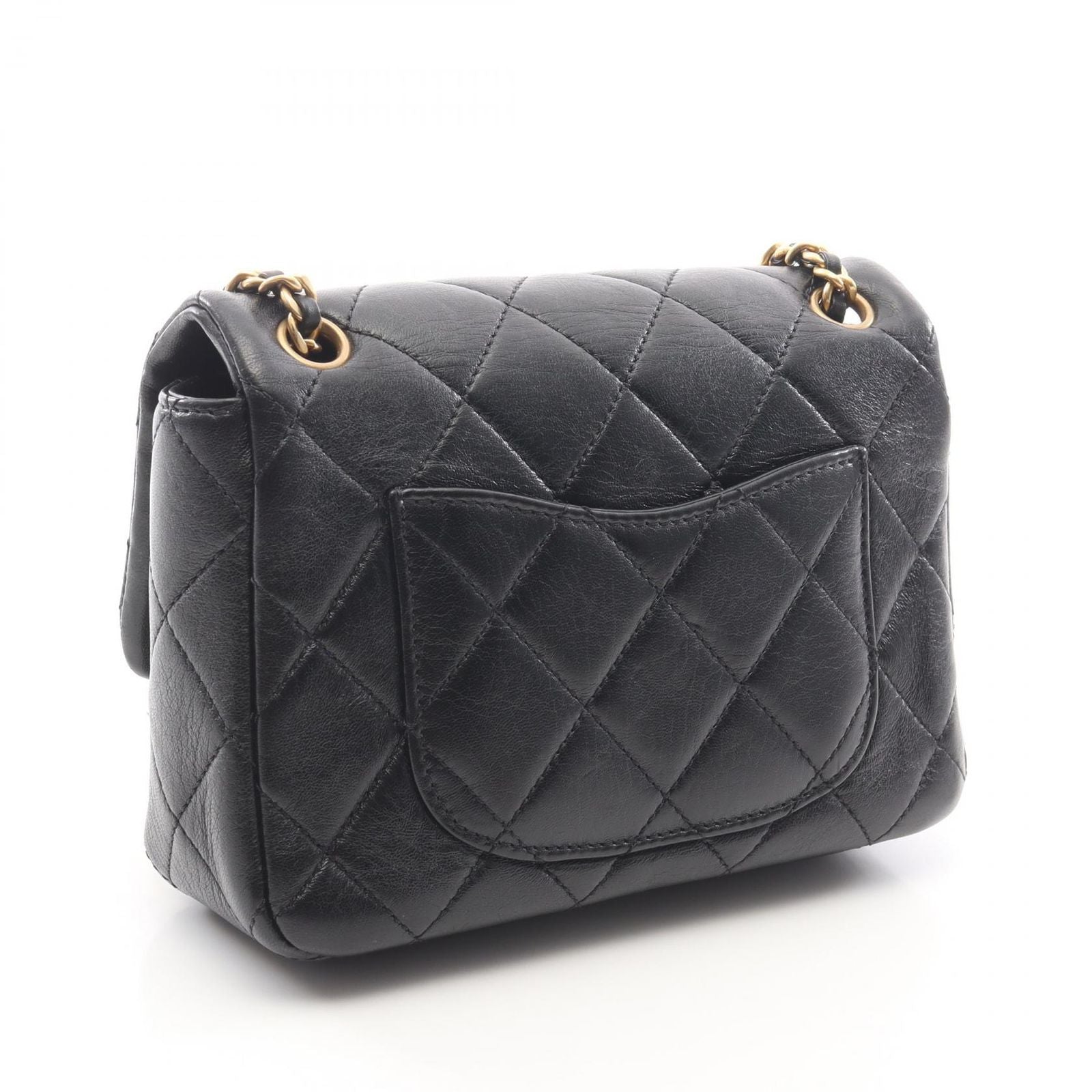 Chanel Shoulder Bag Mini Quilted Black Lambskin Chain — view 2