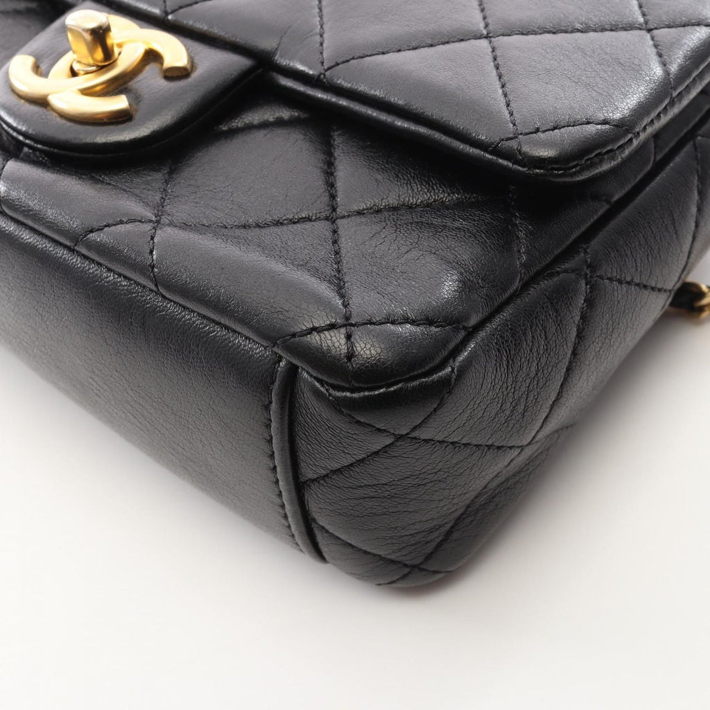 Chanel Shoulder Bag Mini Quilted Black Lambskin Chain — view 8