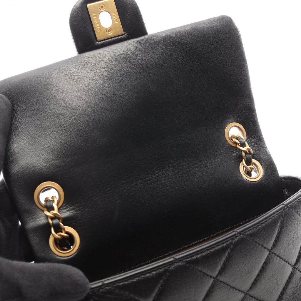 Chanel Shoulder Bag Mini Quilted Black Lambskin Chain — view 9
