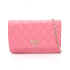 Chanel Shoulder Bag Quilted Double Piece Pink Lambskin Chain Wallet