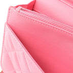 Chanel Shoulder Bag Quilted Double Piece Pink Lambskin Chain Wallet — view 9