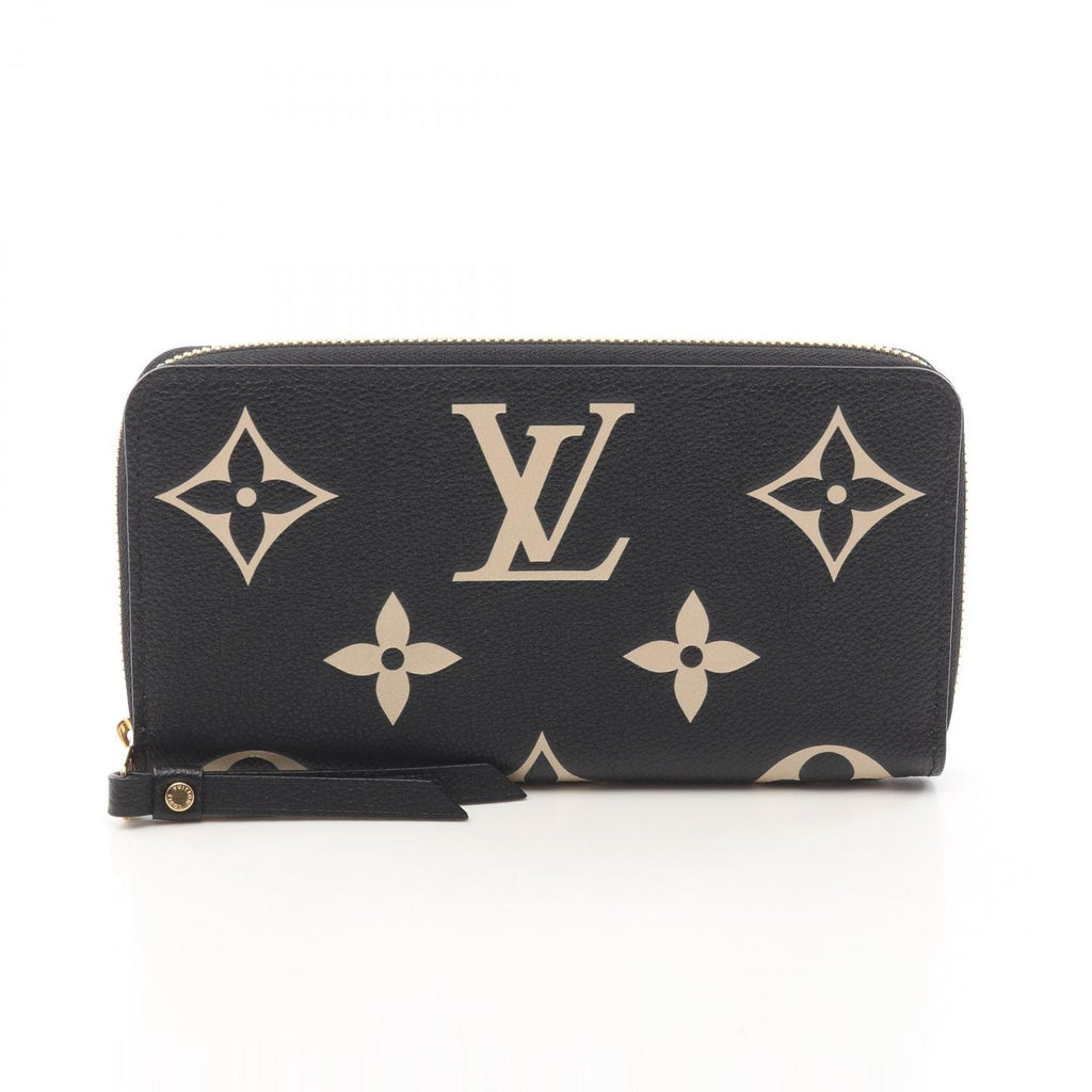 Louis Vuitton Round Wallet Zippy Bicolor Monogram Empreinte Black Beige Leather