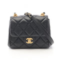 Chanel Shoulder Bag Quilted Small Flap Black Lambskin Chain