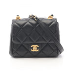 Chanel Shoulder Bag Quilted Small Flap Black Lambskin Chain