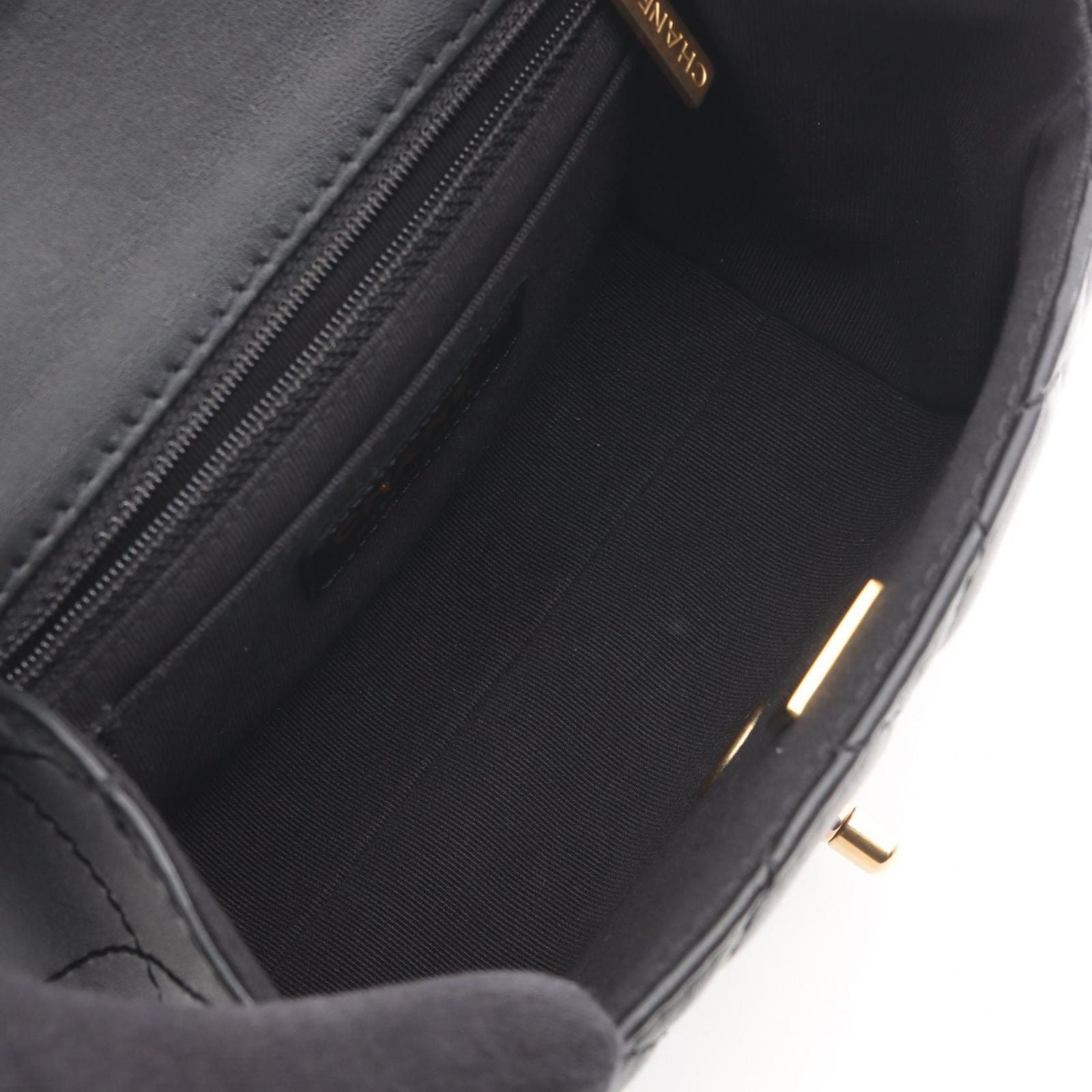 Chanel Shoulder Bag Quilted Small Flap Black Lambskin Chain — view 3