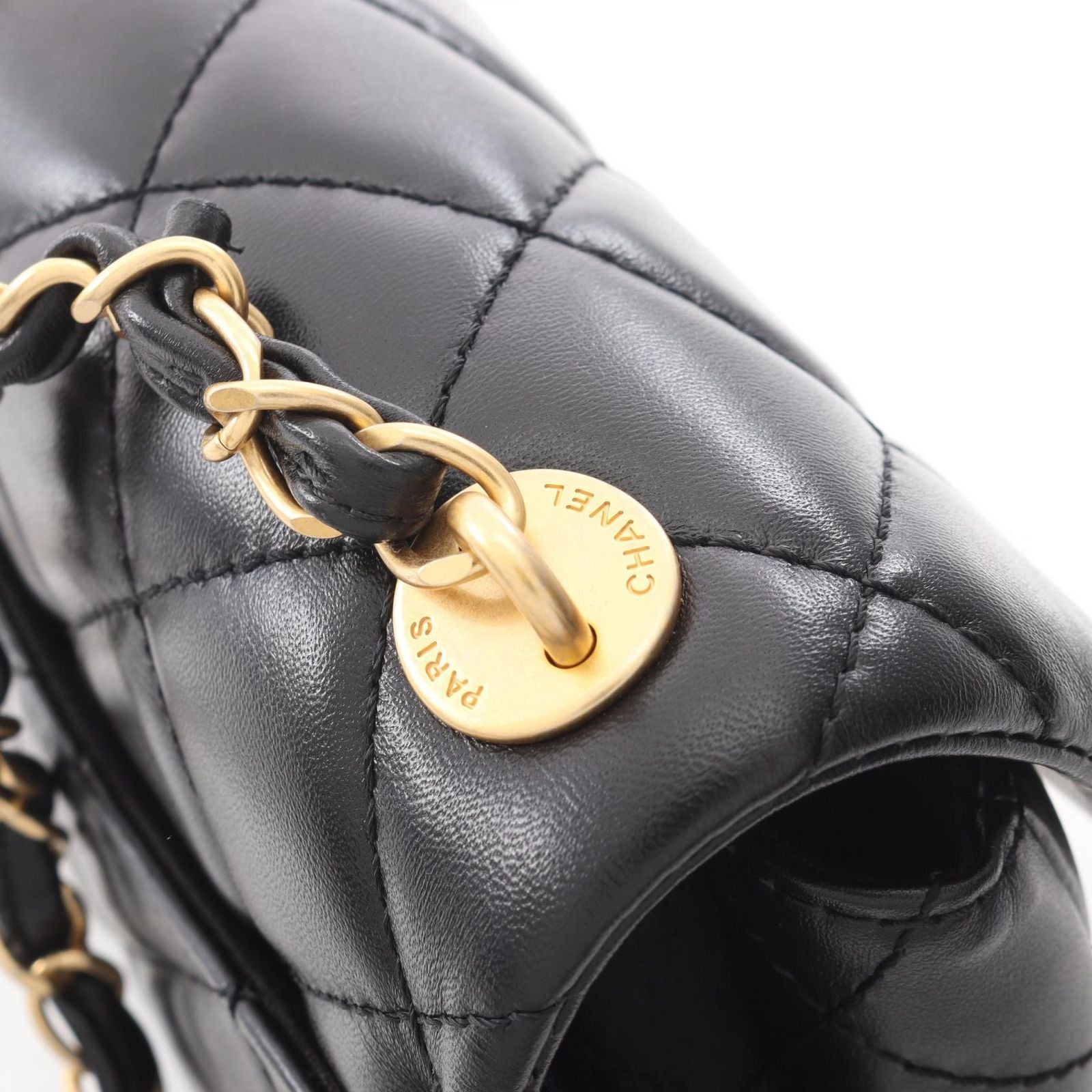 Chanel Shoulder Bag Quilted Small Flap Black Lambskin Chain — view 7