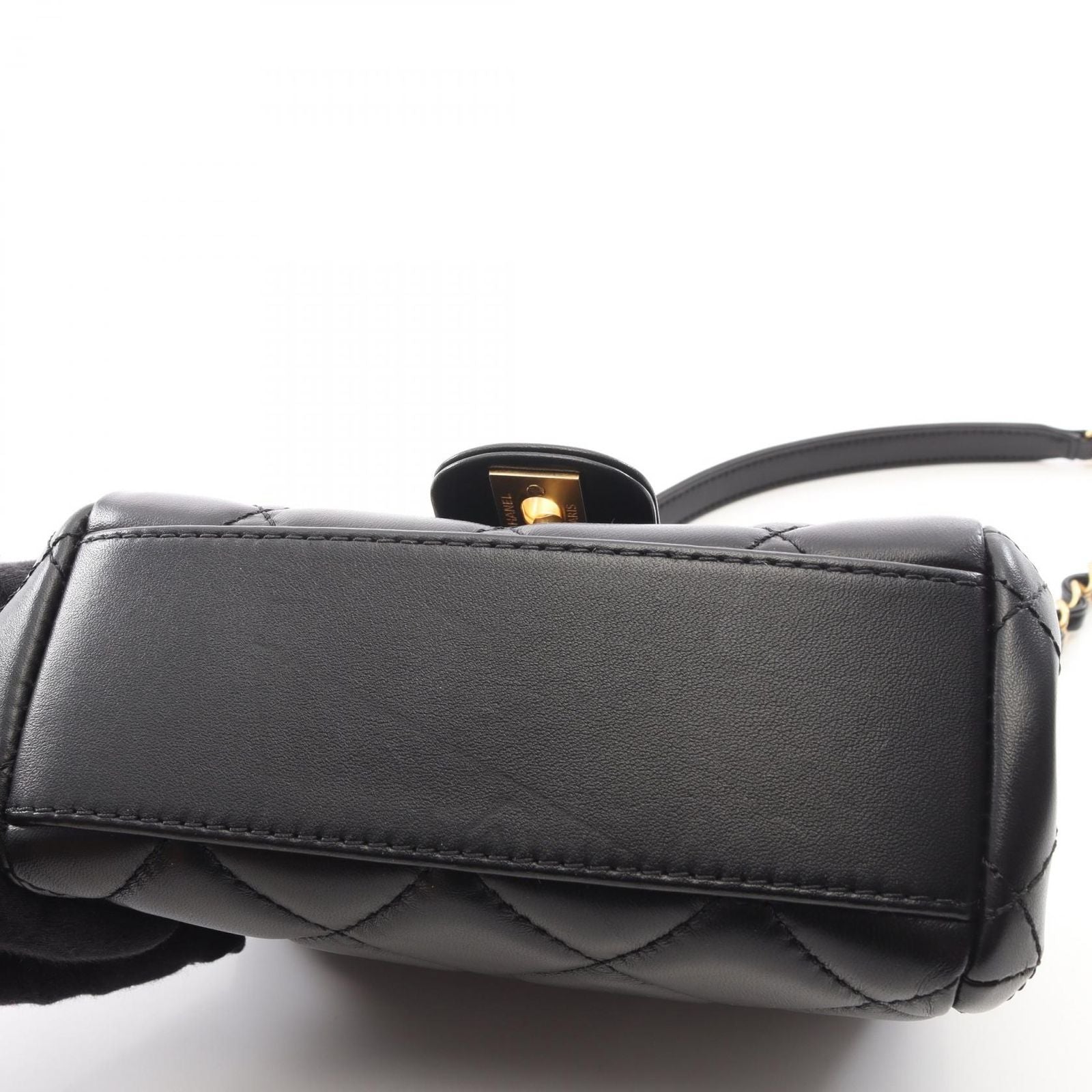 Chanel Shoulder Bag Quilted Small Flap Black Lambskin Chain — view 8