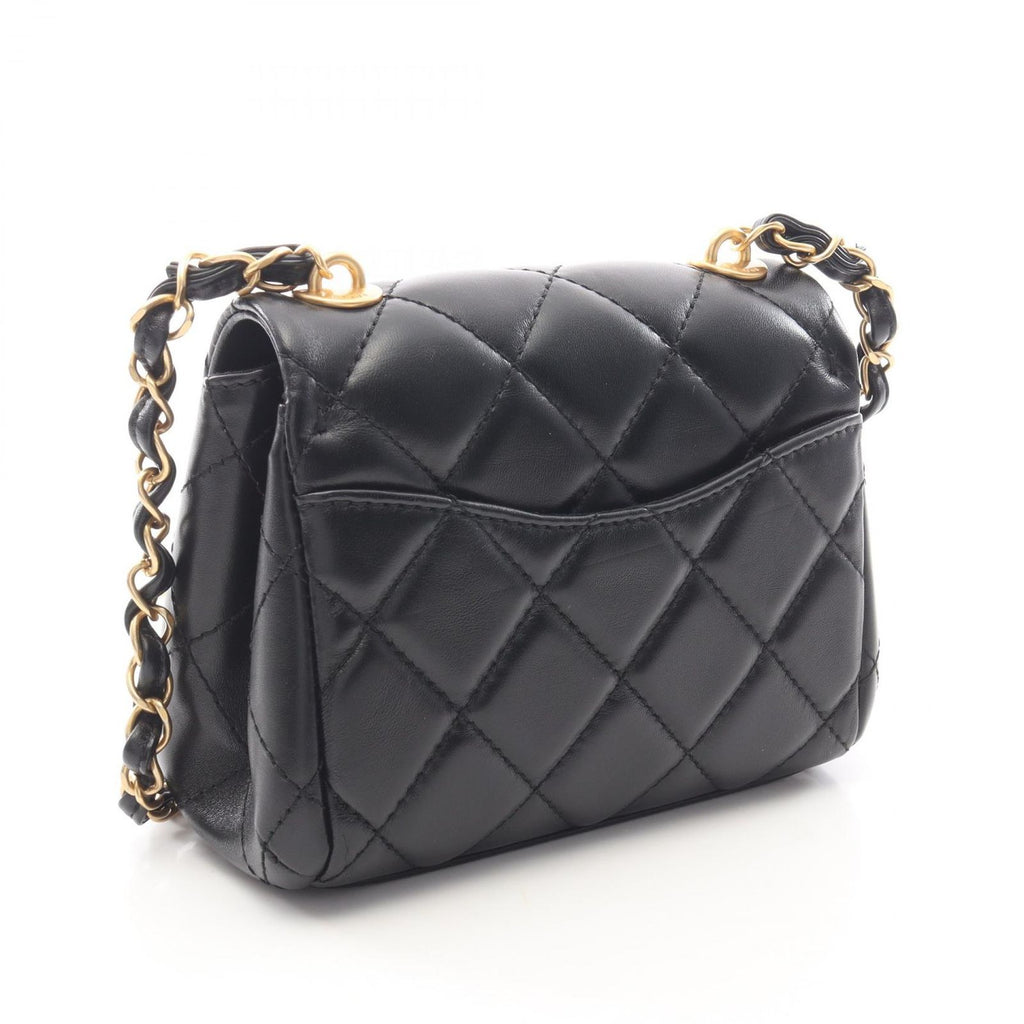 Chanel Shoulder Bag Quilted Small Flap Black Lambskin Chain — view 2