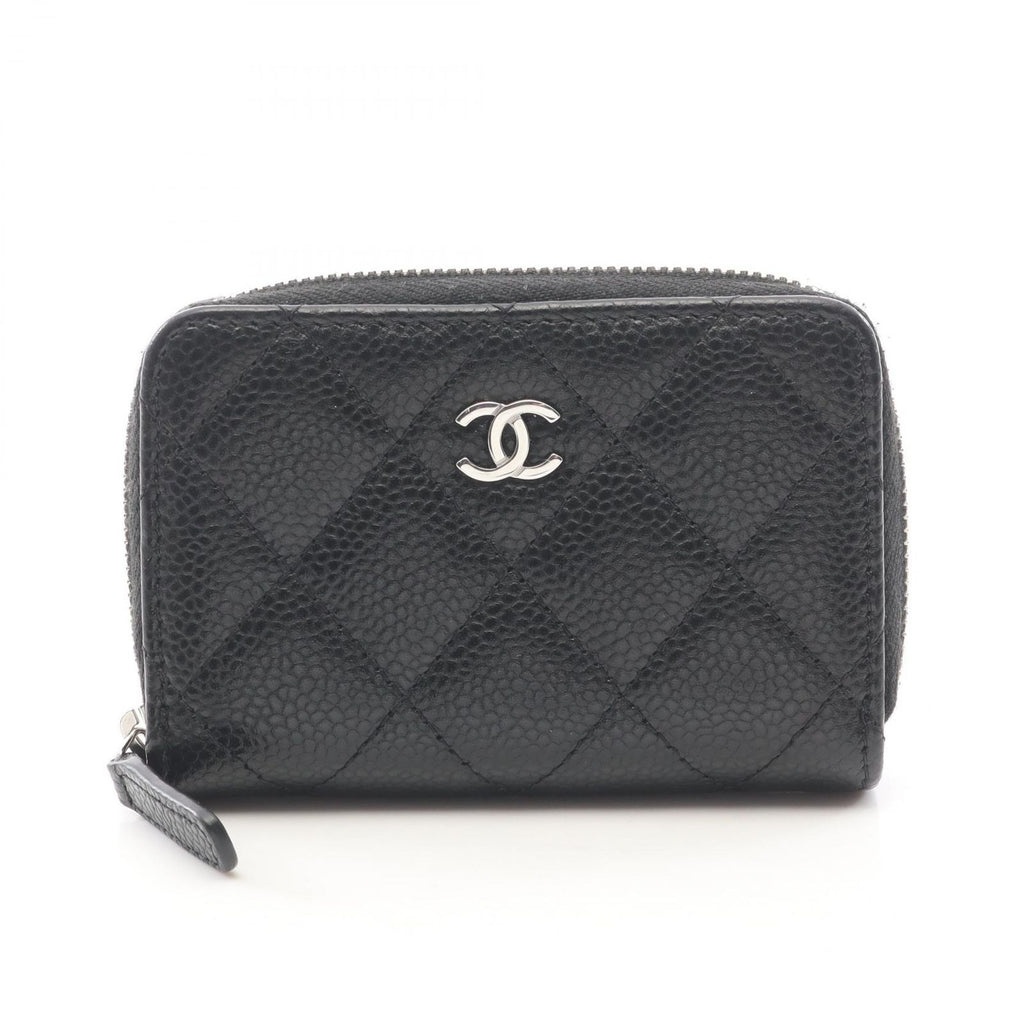 Chanel Coin Case Classic Zip Purse Quilted Black Calf