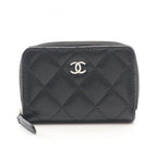 Chanel Coin Case Classic Zip Purse Quilted Black Calf