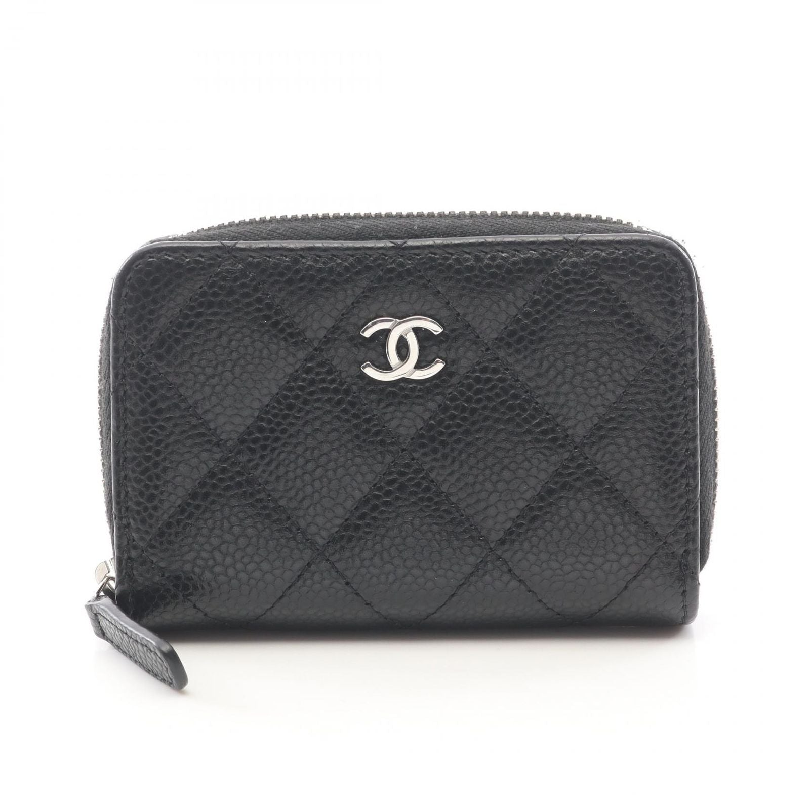 Chanel Coin Case Classic Zip Purse Quilted Black Calf