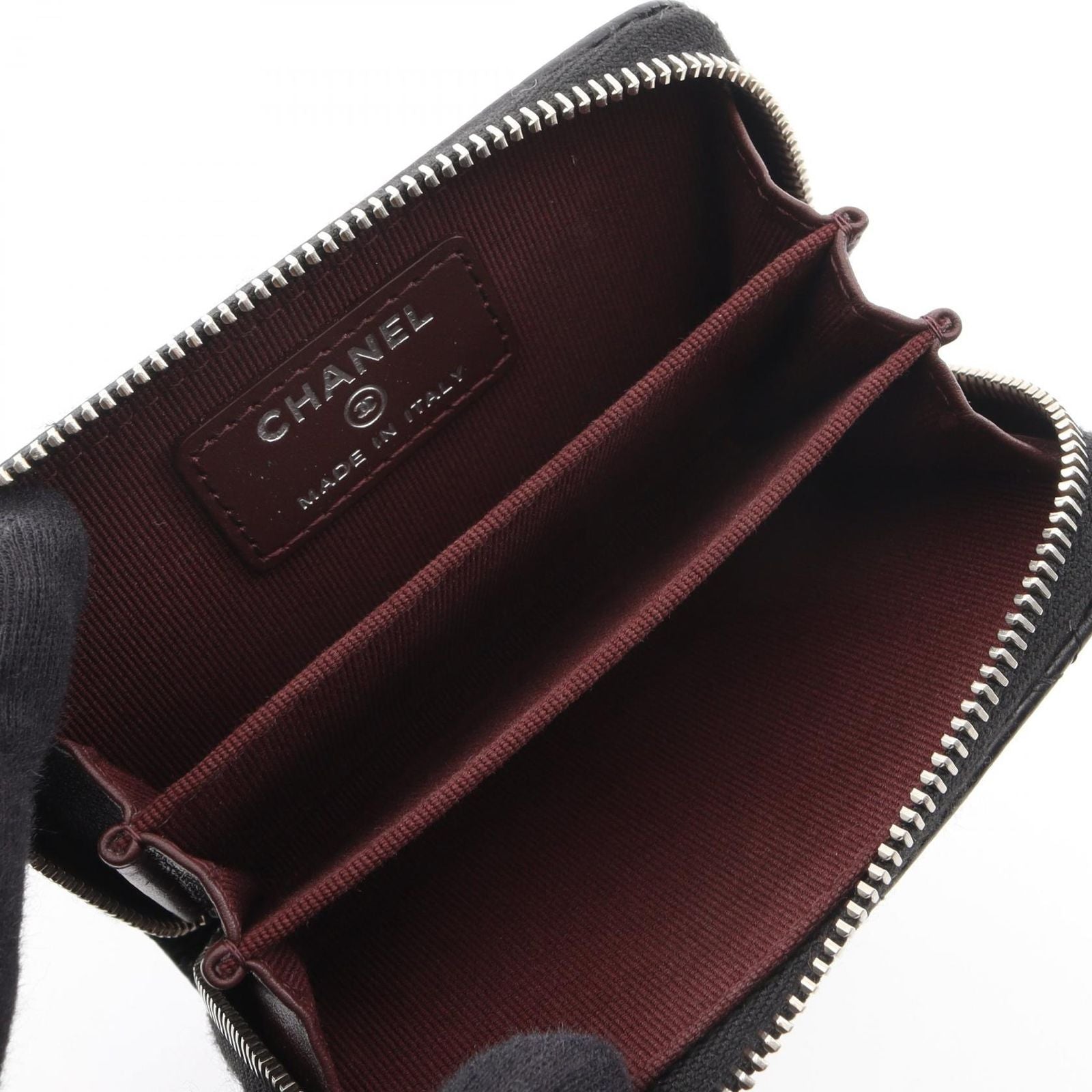 Chanel Coin Case Classic Zip Purse Quilted Black Calf — view 3