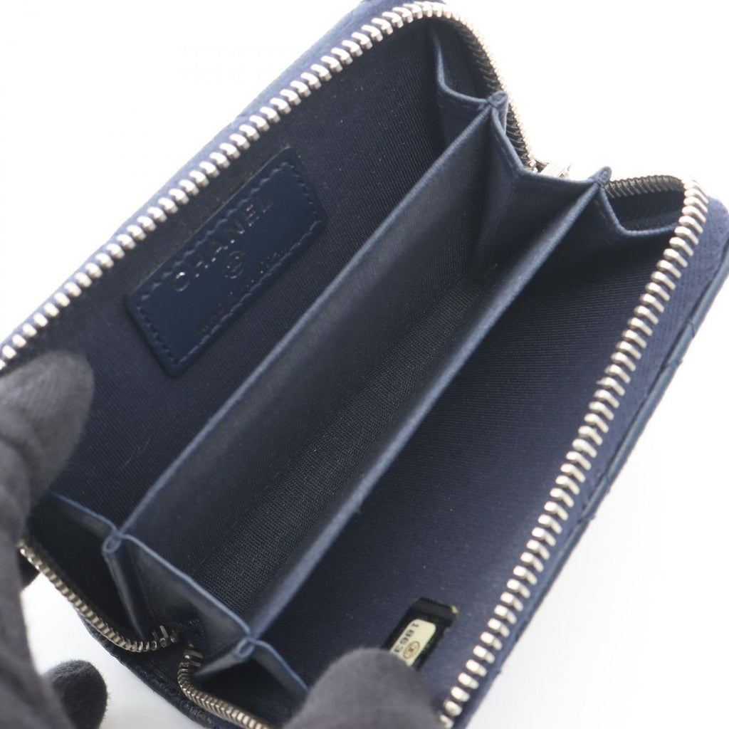 Chanel Coin Case Quilted Navy Lambskin — view 3