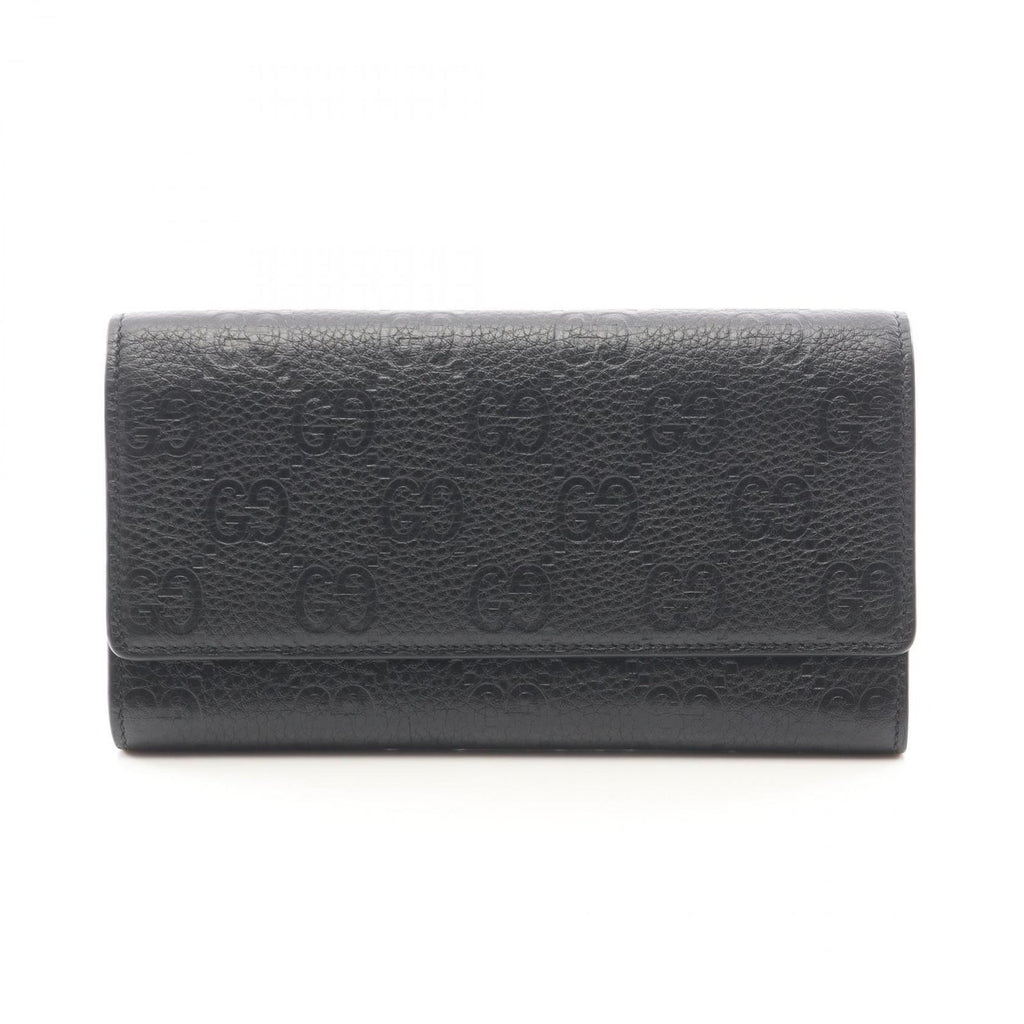 Gucci Bifold Wallet GG Emblem Continental Black Leather