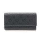 Gucci Bifold Wallet GG Emblem Continental Black Leather