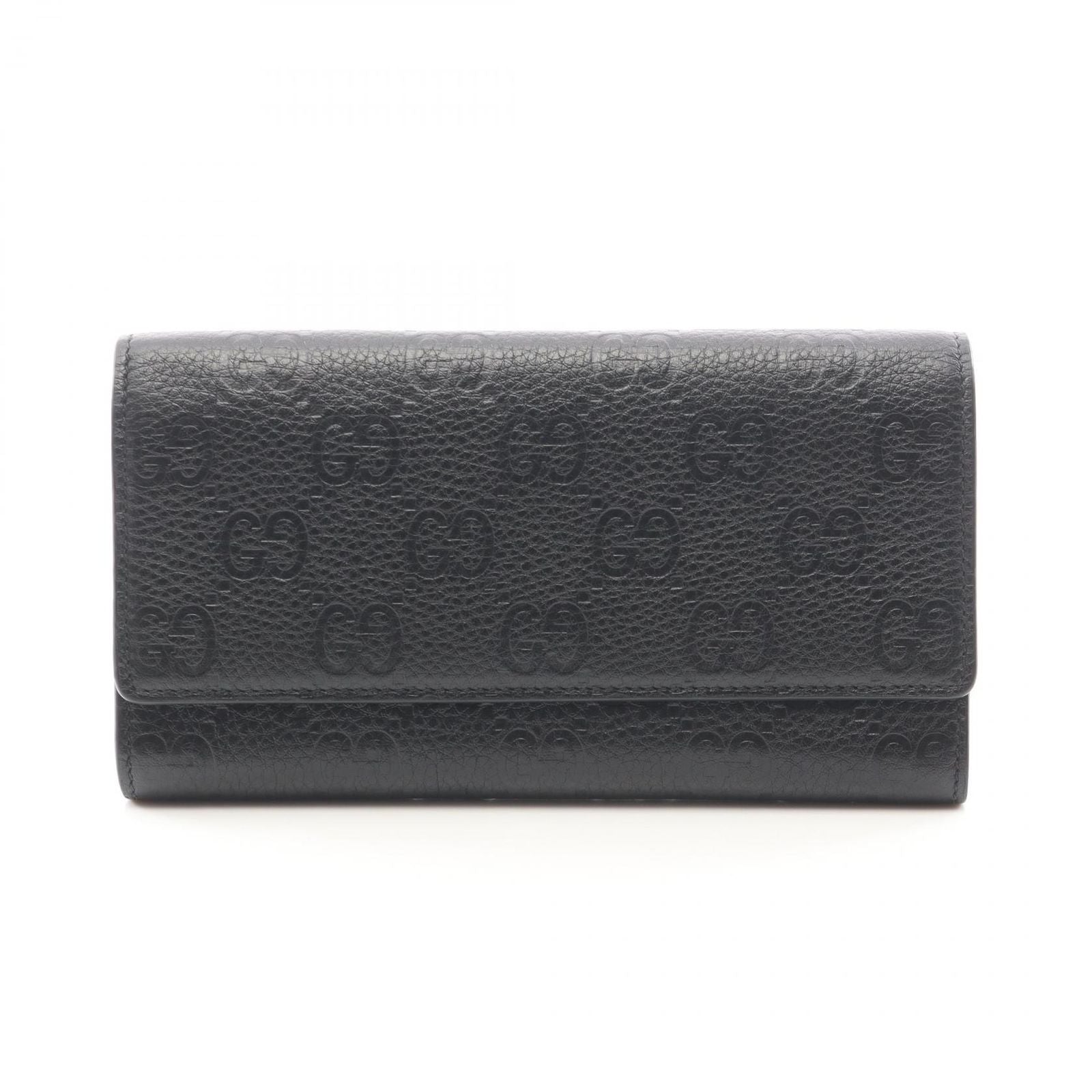 Gucci Bifold Wallet GG Emblem Continental Black Leather