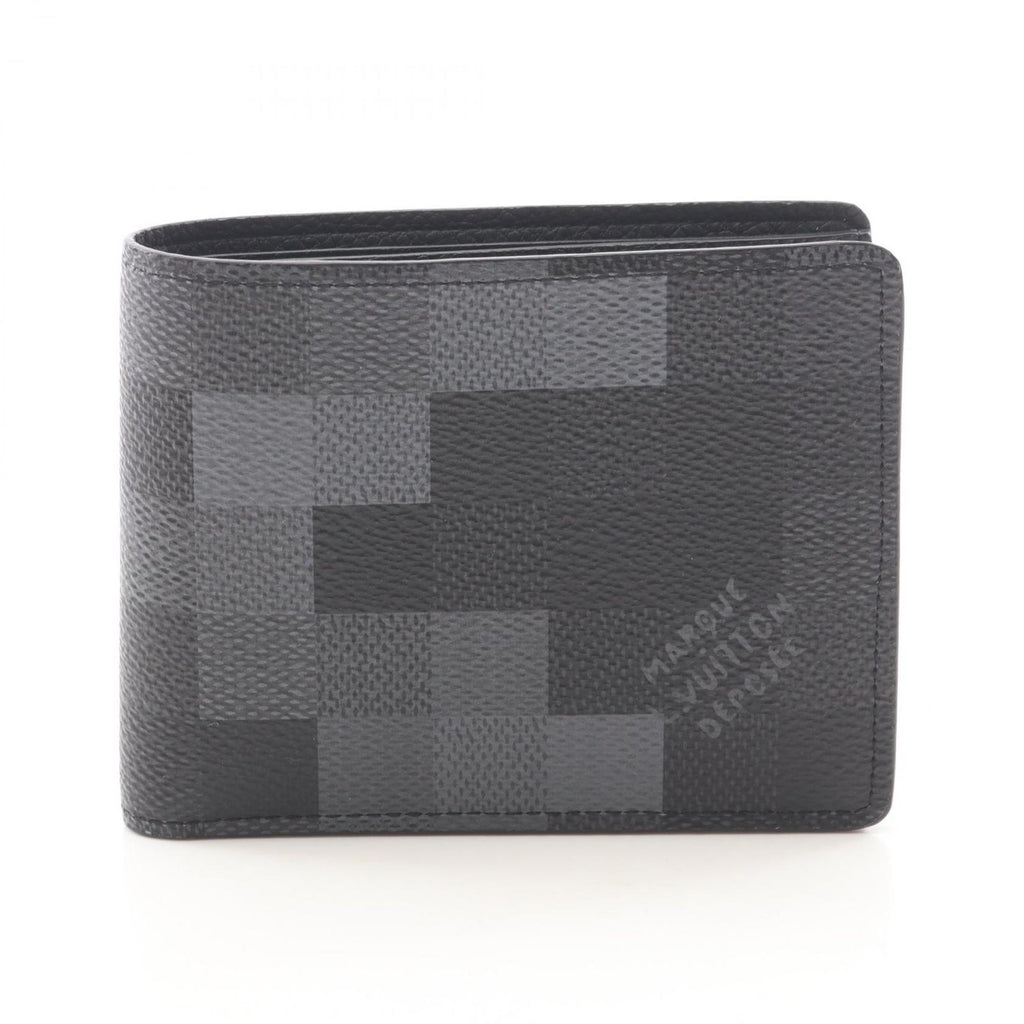 Louis Vuitton Bill Purse Portefeuille Calf Noir Canvas Wallet