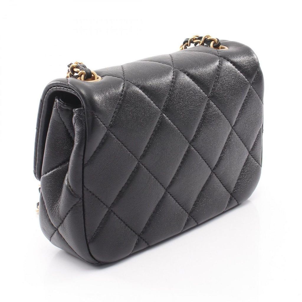 Chanel Shoulder Bag Mini Quilted Black Lambskin Chain — view 2
