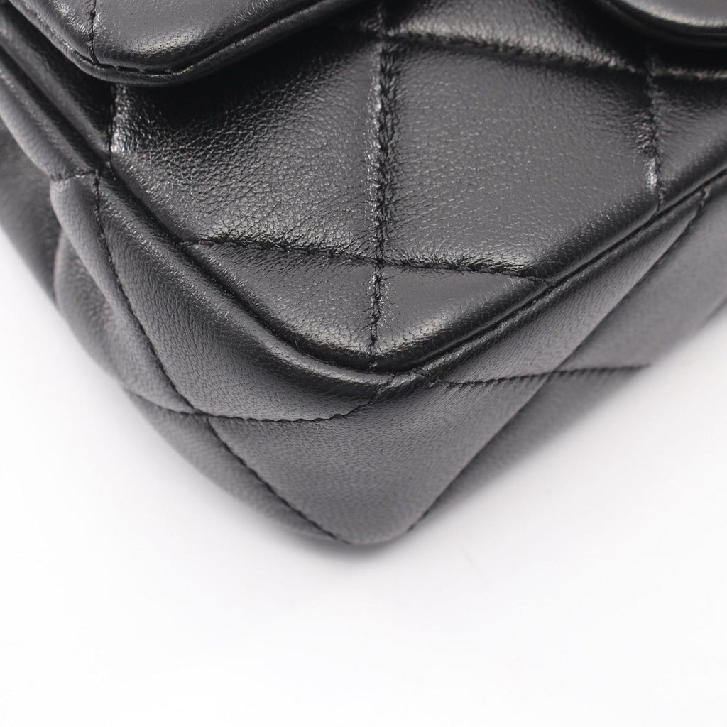 Chanel Shoulder Bag Mini Quilted Black Lambskin Chain — view 6
