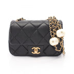 Chanel Shoulder Bag Mini Quilted Black Lambskin Chain