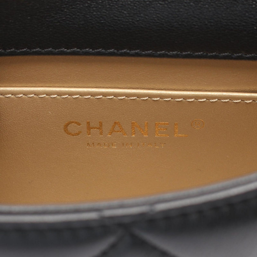 Chanel Shoulder Bag Mini Quilted Black Lambskin Chain — view 4