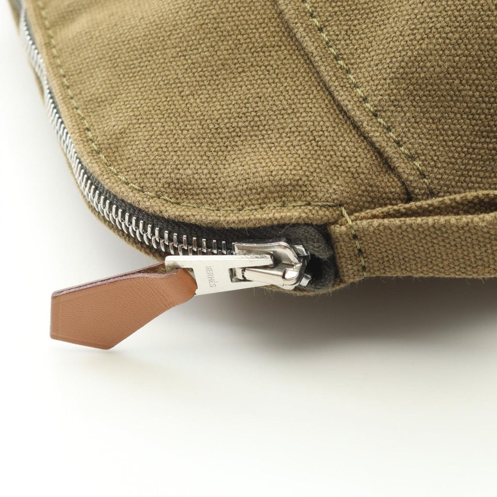 Hermes Pouch Bolide 20 Khaki Canvas Leather Mini — view 7