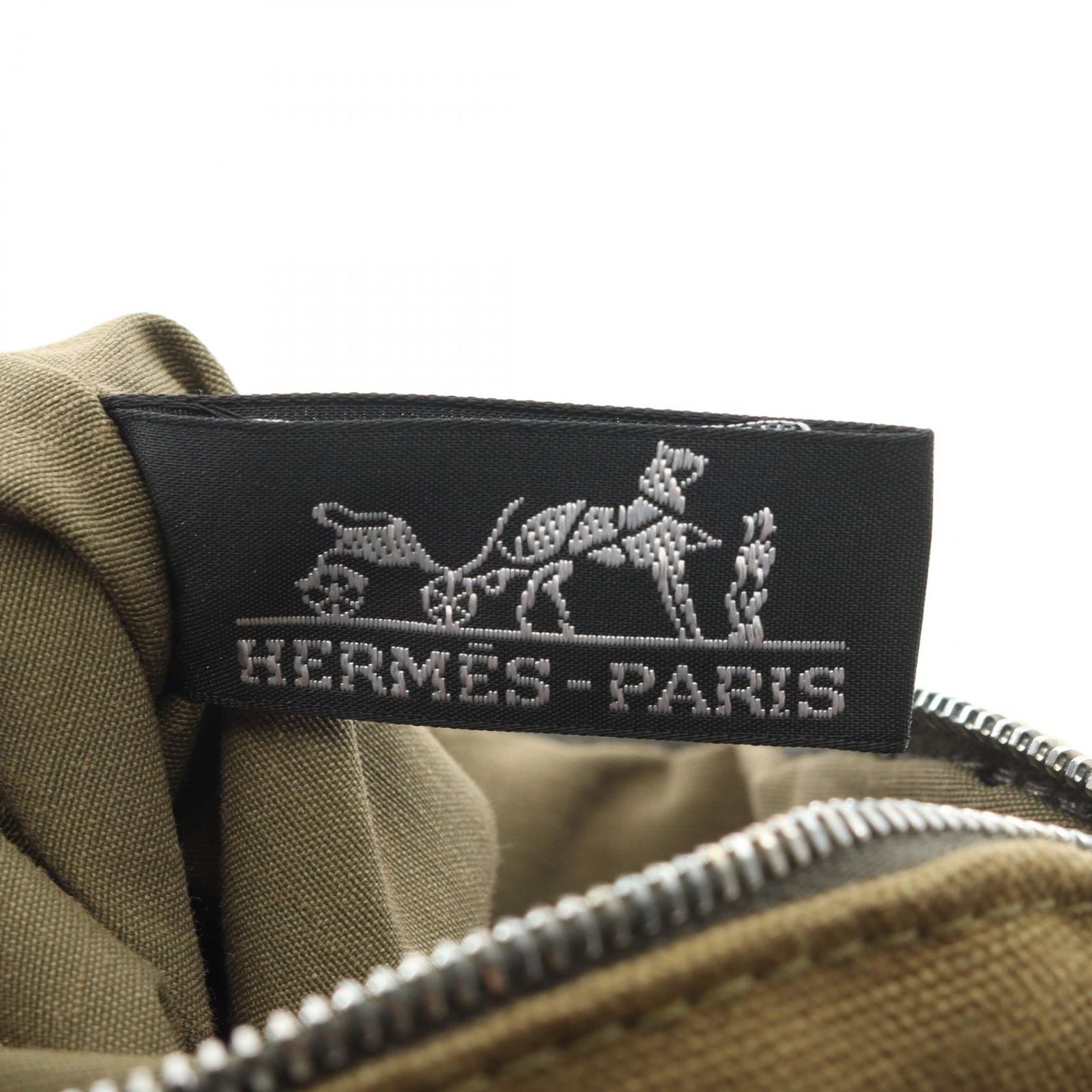 Hermes Pouch Bolide 20 Khaki Canvas Leather Mini — view 4