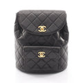 Chanel Backpack Quilted Turnlock Chain Black Lambskin Double
