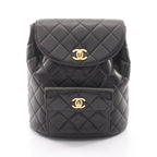 Chanel Backpack Quilted Turnlock Chain Black Lambskin Double