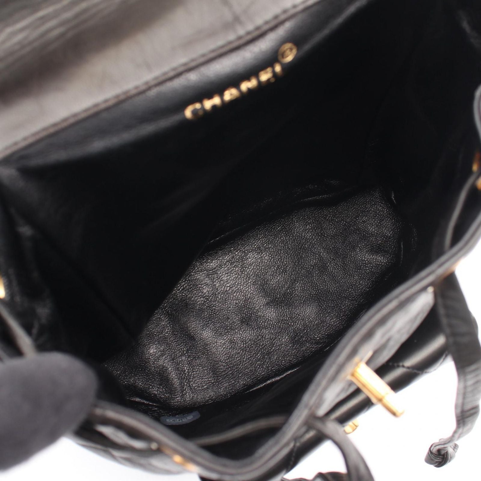 Chanel Backpack Quilted Turnlock Chain Black Lambskin Double — view 3
