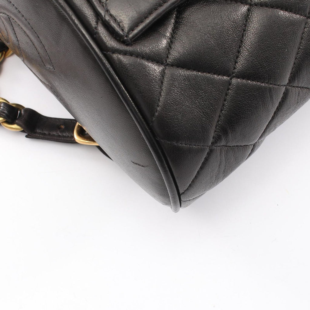 Chanel Backpack Quilted Turnlock Chain Black Lambskin Double — view 6