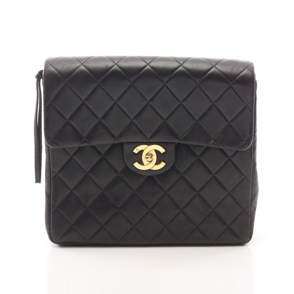 Chanel Backpack Quilted Square Chain Black Lambskin