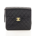 Chanel Backpack Quilted Square Chain Black Lambskin
