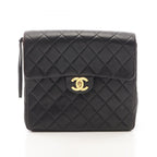 Chanel Backpack Quilted Square Chain Black Lambskin