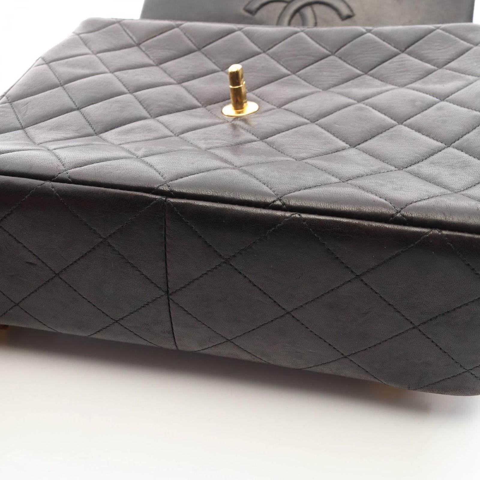 Chanel Backpack Quilted Square Chain Black Lambskin — view 6