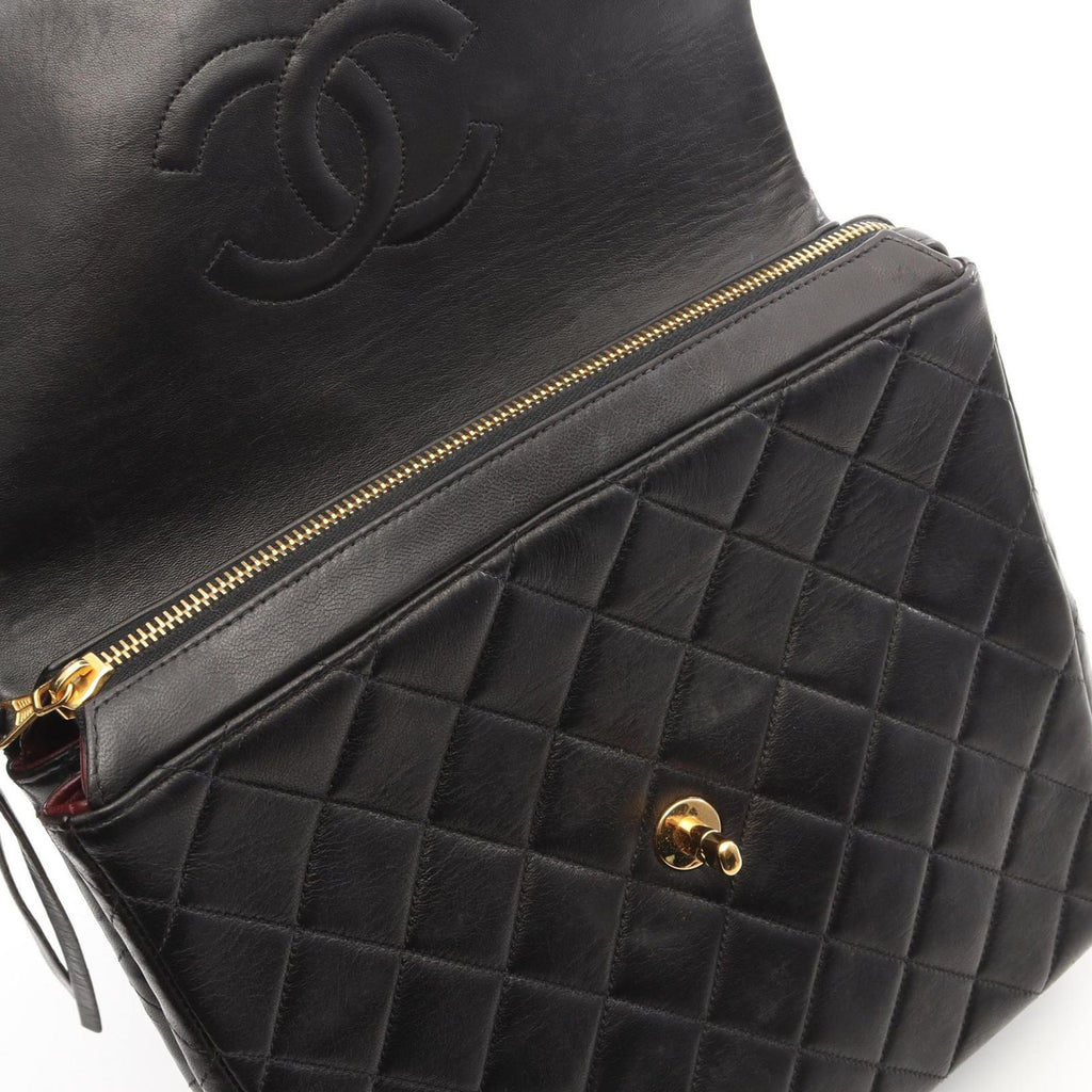 Chanel Backpack Quilted Square Chain Black Lambskin — view 7