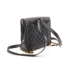 Chanel Backpack Quilted Square Chain Black Lambskin — view 2