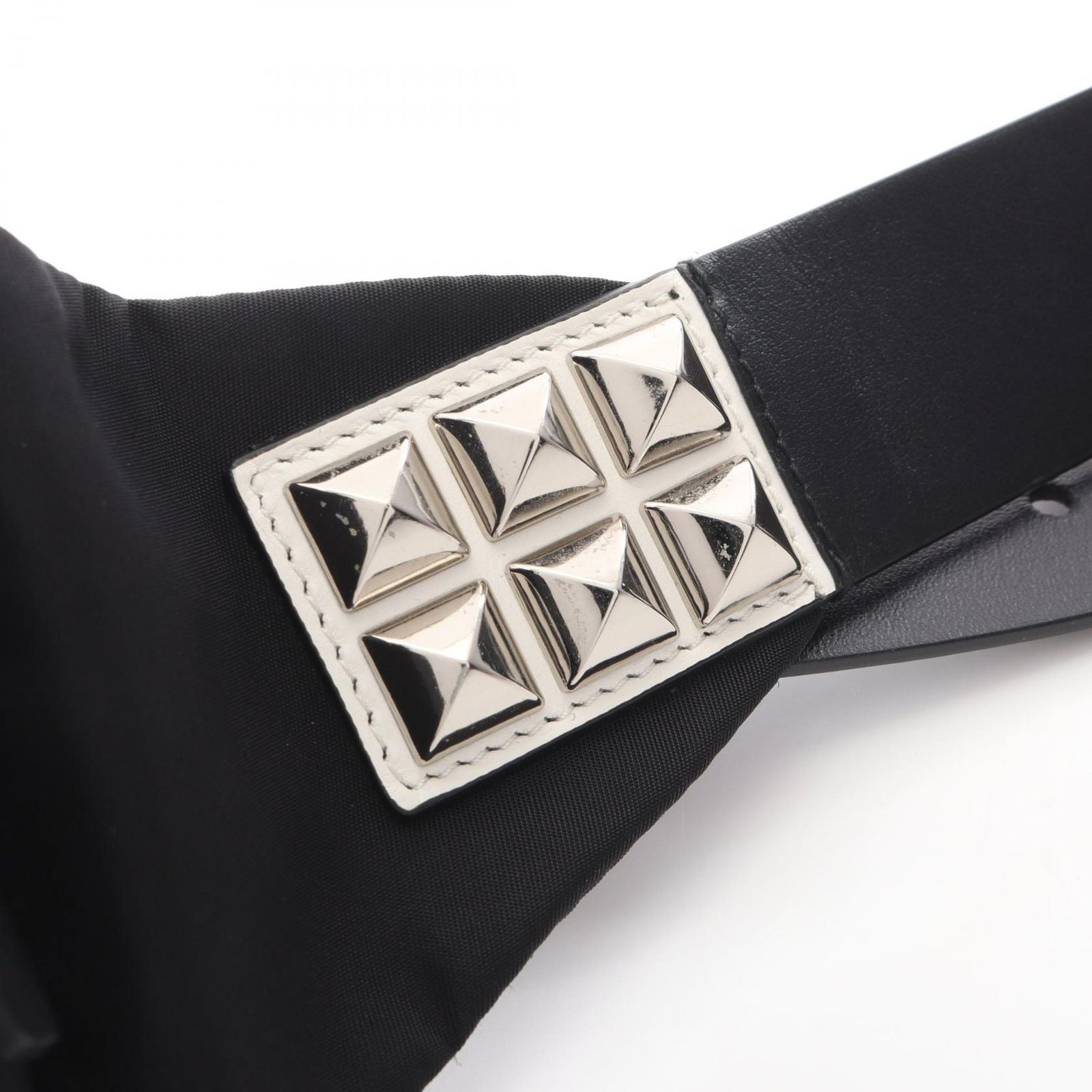 Prada Waist Bag Triangle Logo Studs Black Nylon Leather — view 6